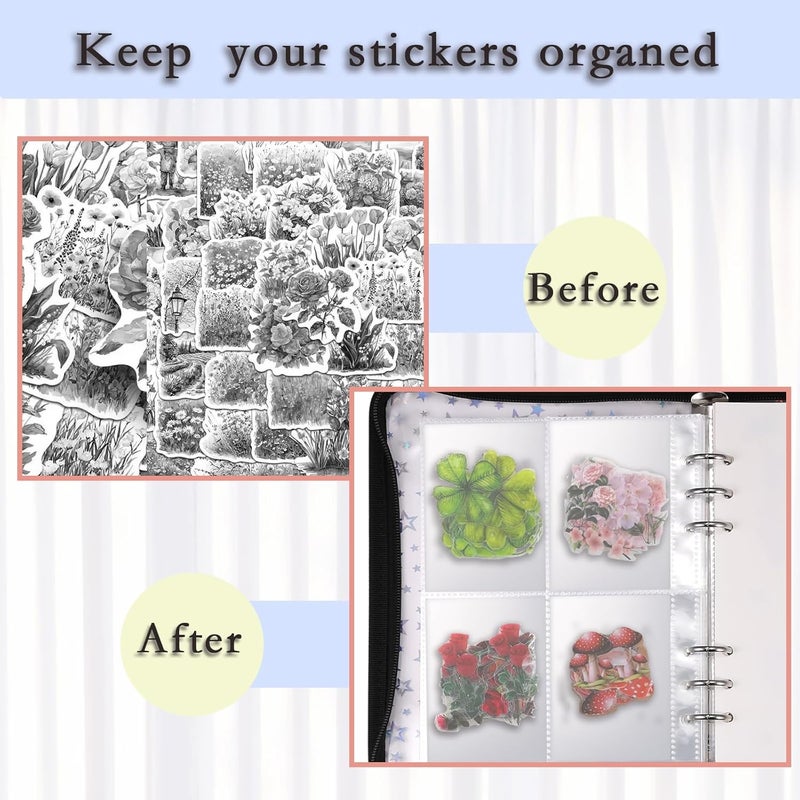 MUDOR 4 in 1 Sticker Storage Organizer, Binder with Storage Sleeves and Release Paper, Reusable Collecting Book Album Holder, A5 Blank Sticker Container Organizer - Image 5